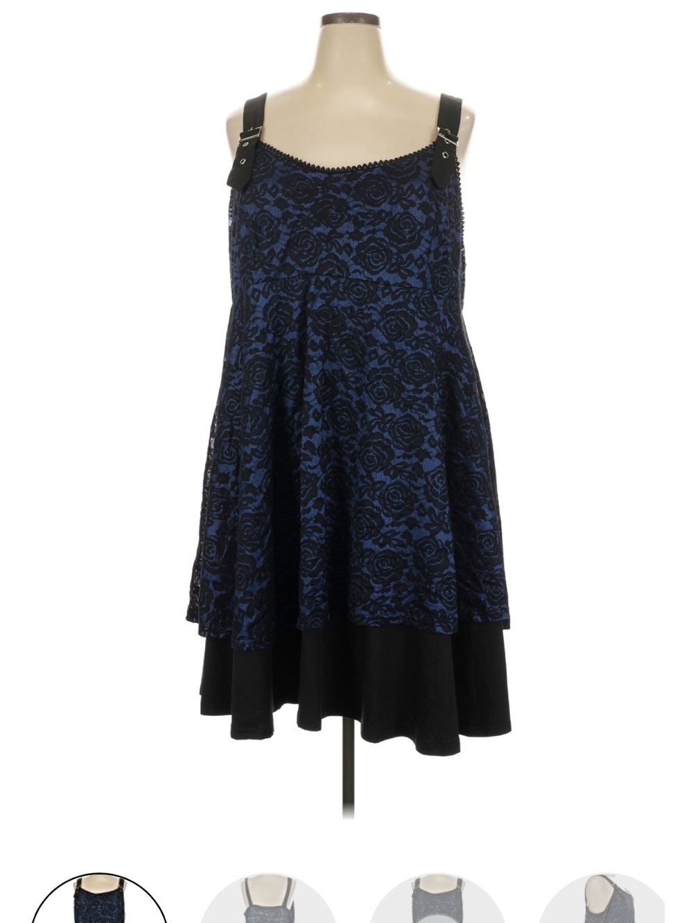 Rosegal Blue and Black Fit-and-Flare Midi Dress. 5X. 90’s whimsy goth